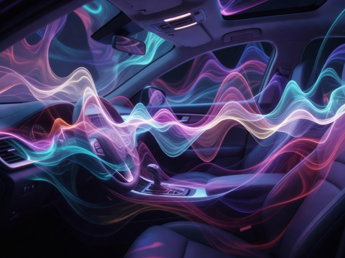 Abstract rendering of sound waves in a vehicle cabin
