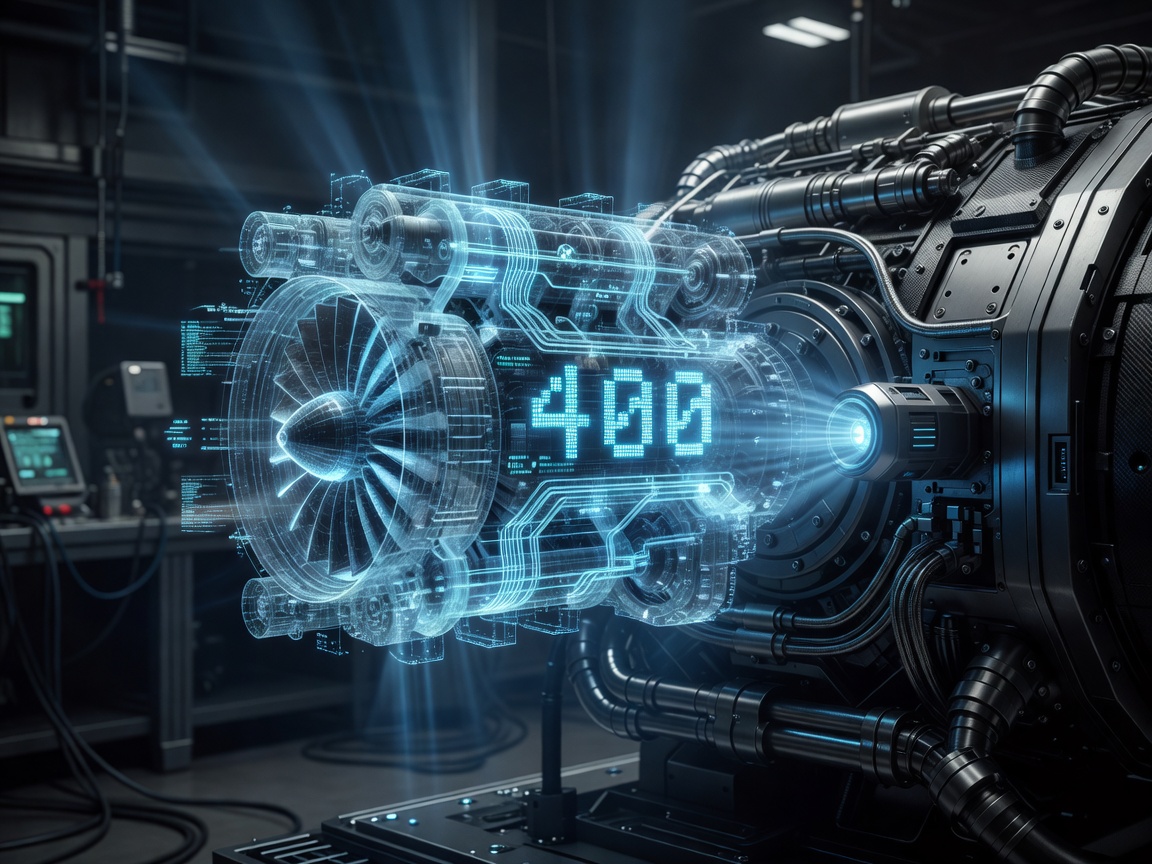 Futuristic engine diagnostic hologram